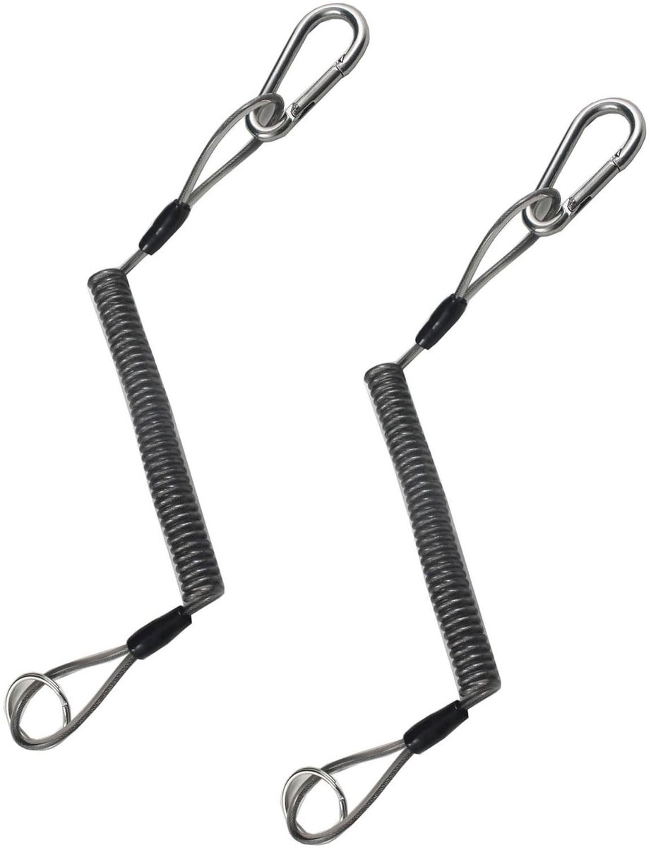 Dailygoods- Schroefsleutelhanger 2 Stuks - Sleutelhanger met Karabijnhaak - Lichtgewicht en Compact - Sterk en Slijtvast - Flexibel Spiraaltouw - Veilig Bevestigen