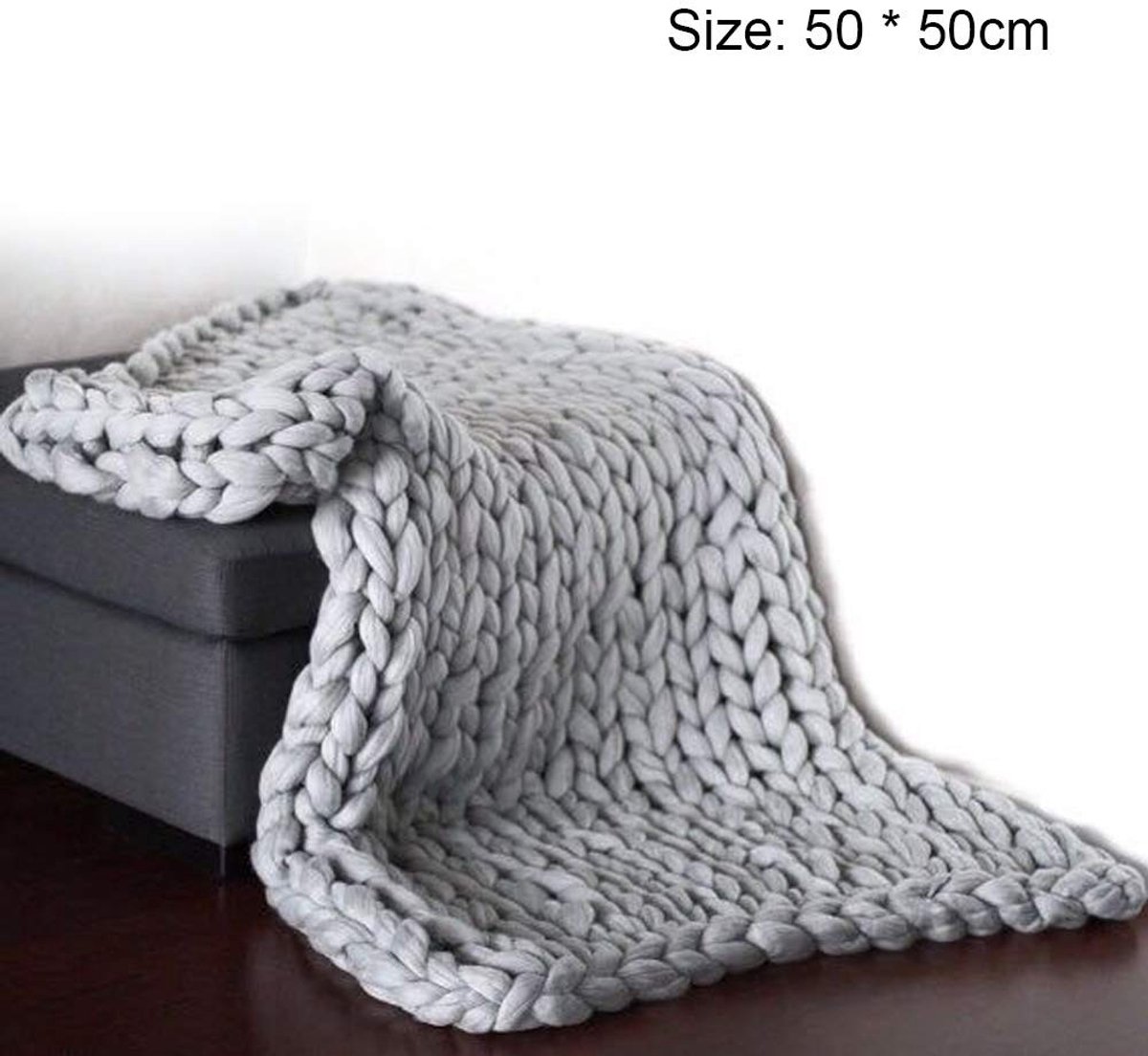Dailygoods- Gebreide Deken Handgemaakt - Grof Gebreid - Plaid - Zachte Wol - 50x50 cm - 80x100 cm - Warm en Comfortabel