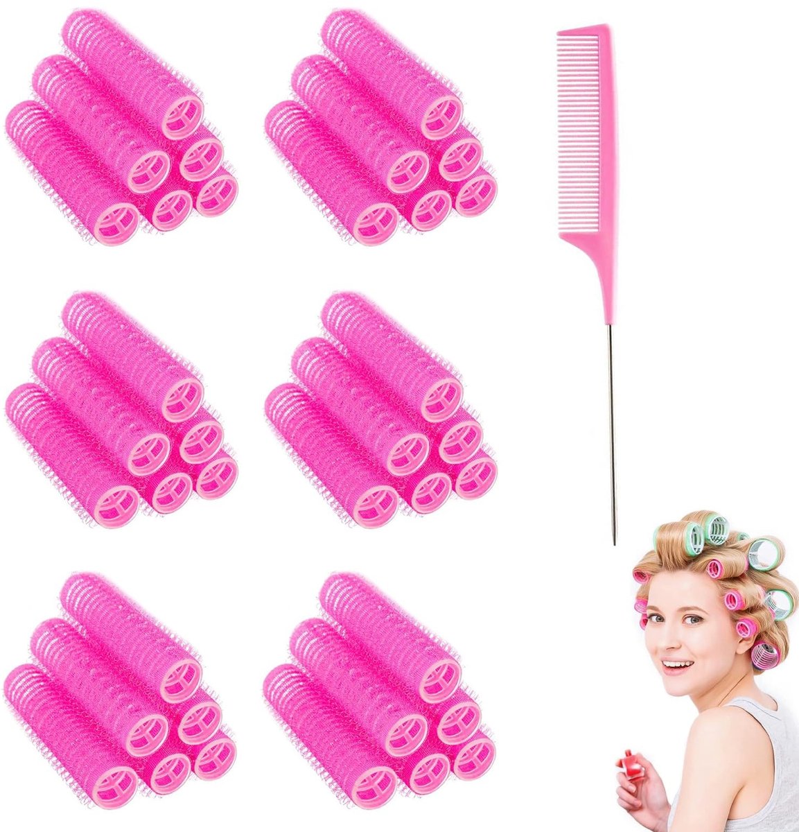 Dailygoods- Mini-Krulspelden 36 Stuks - Zelfklevende Haarrollers - Hoogwaardig Nylon - Kappers/Salon - Comfortabel - Levendige Kleuren - Haarkrullers