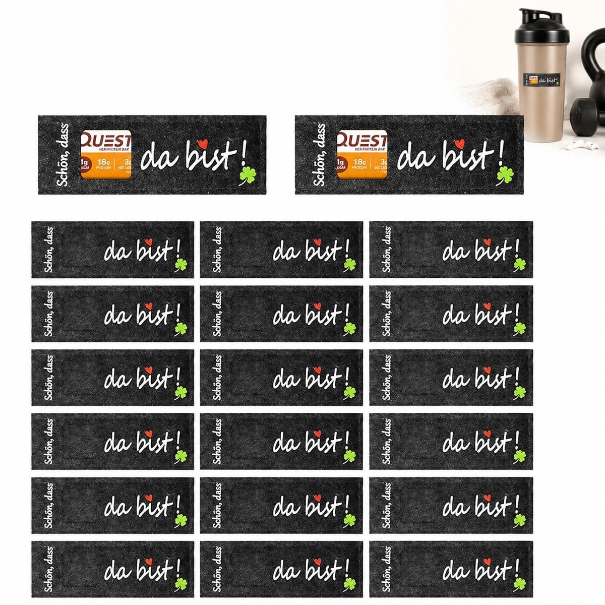 Dailygoods- Chocolade Reep Cadeauverpakking - Vilten Wikkels - Set van 20 Stuks - 14x5 cm - Creatieve Traktatie - Milieuvriendelijk Materiaal