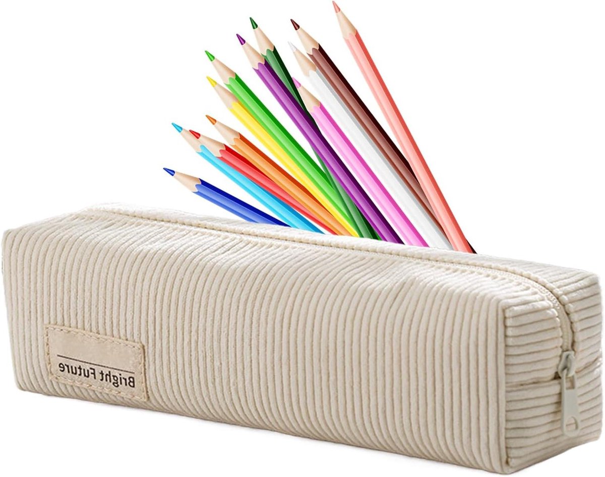 Pennenetui - Opberg etui - School en reizen - Ruime opslag - 21 cm - Beige