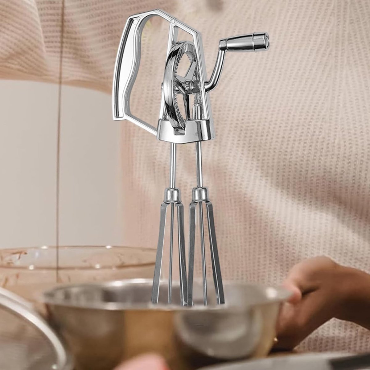 Handmixer - Eierklopper Garde - Bakken en Koken - Antiaanbaklaag - 25.5 cm - Zilver