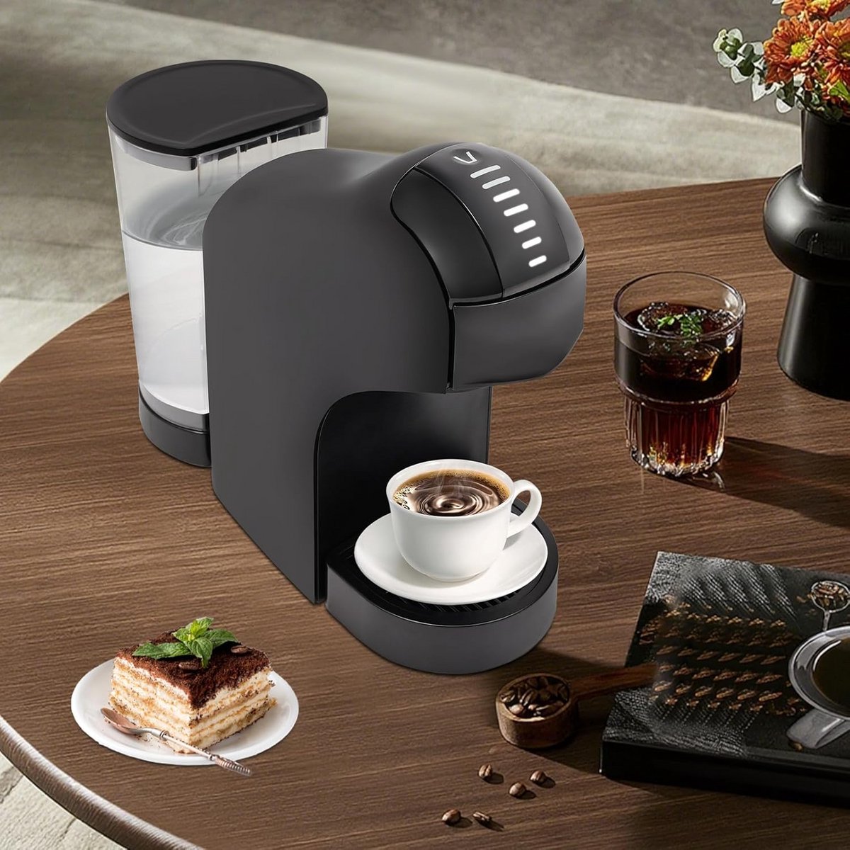 Capsule Koffiezetapparaat - Compact Espresso Apparaat - Snelle Koffie Maken - 20 Bar Druk - 28 x 11 cm - Zwart