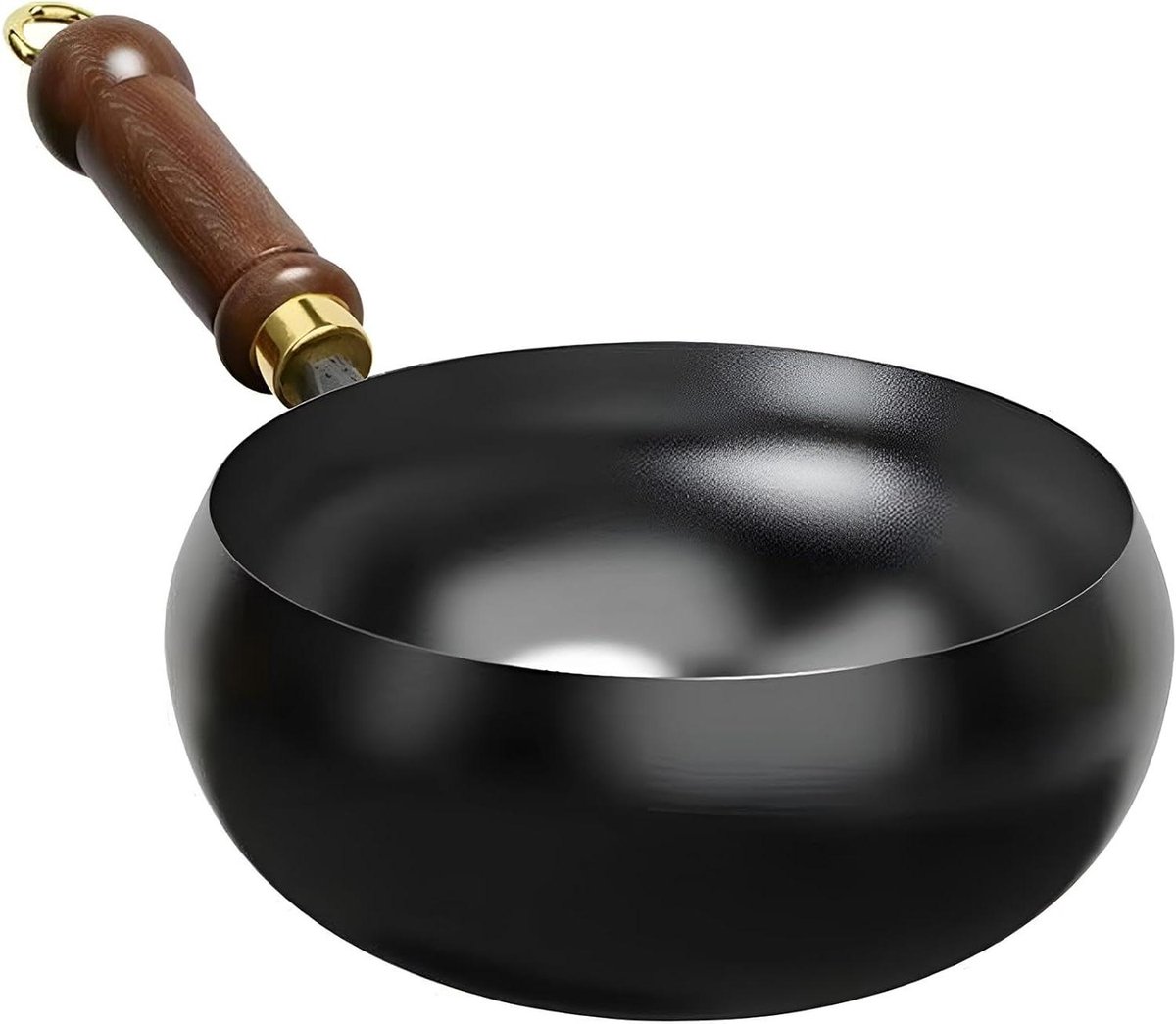 Gietijzeren Wokpan - Japanse Koekenpan - Roerbakken Thuis - Ongecoat IJzer - 26 cm - Zwart