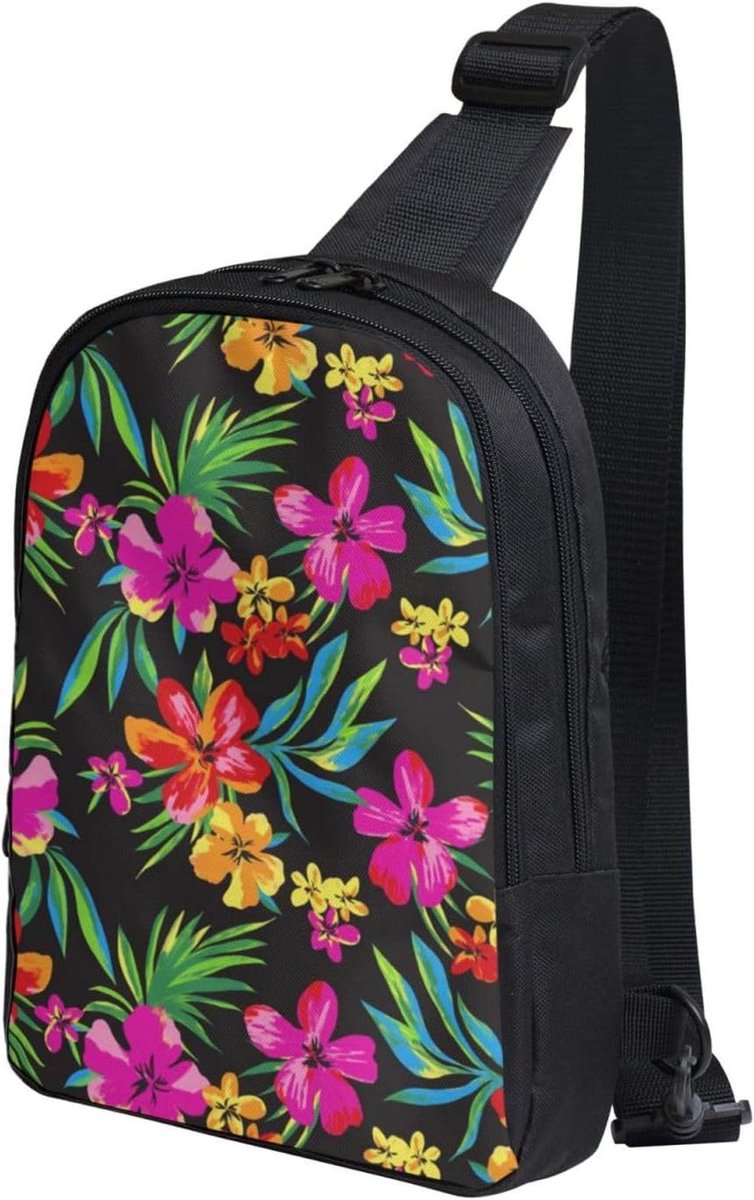 Borsttas Bloemenprint - Schoudertas Unisex - Dagelijks Gebruik - Dubbele Vakken - 19.5 x 30 cm - Multicolor