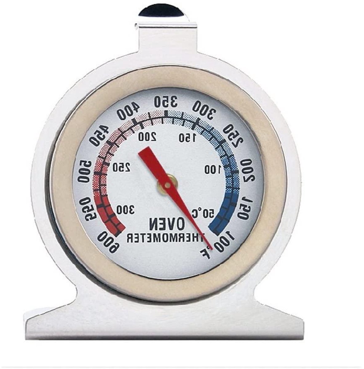 Oven Thermometer - Temperatuurmeter Gage - Nauwkeurig Koken - Roestvrij Staal - 0-300 graden - Zilver