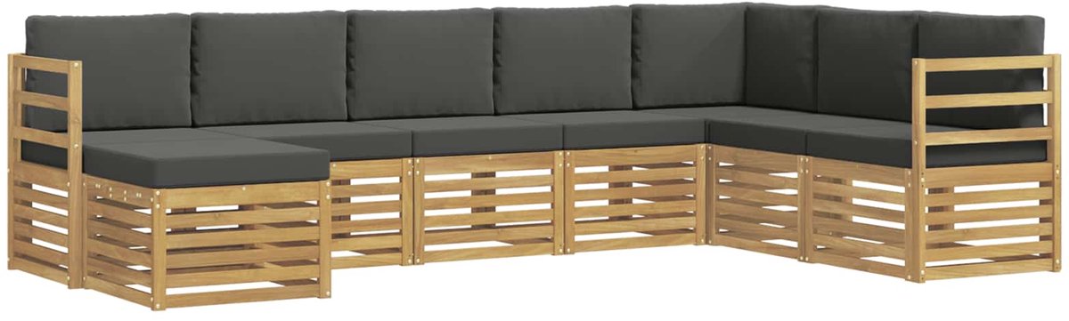 vidaXL Buiten - bank - set - 8 - st - 8-zits - Wit - en - antracietkleurig - Polyester Wit en antracietkleurig