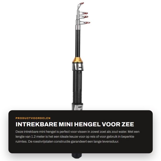 Solidchoice - Dailygoody - Hengel - Visgereedschap - Compact en draagbaar - 1M - Mini-zeestok - Ideaal voor onderweg - Geschikt voor zeevissen van Solidchoice — afbeelding 4