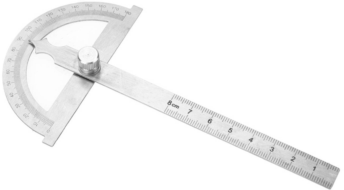 Dailygoods- Gradenboog 2-in-1 - Roestvrij Stalen Liniaal 15 cm - Hoekmeter 0-180° - Vergrendelingsmechanisme - Goed Leesbare Markeringen
