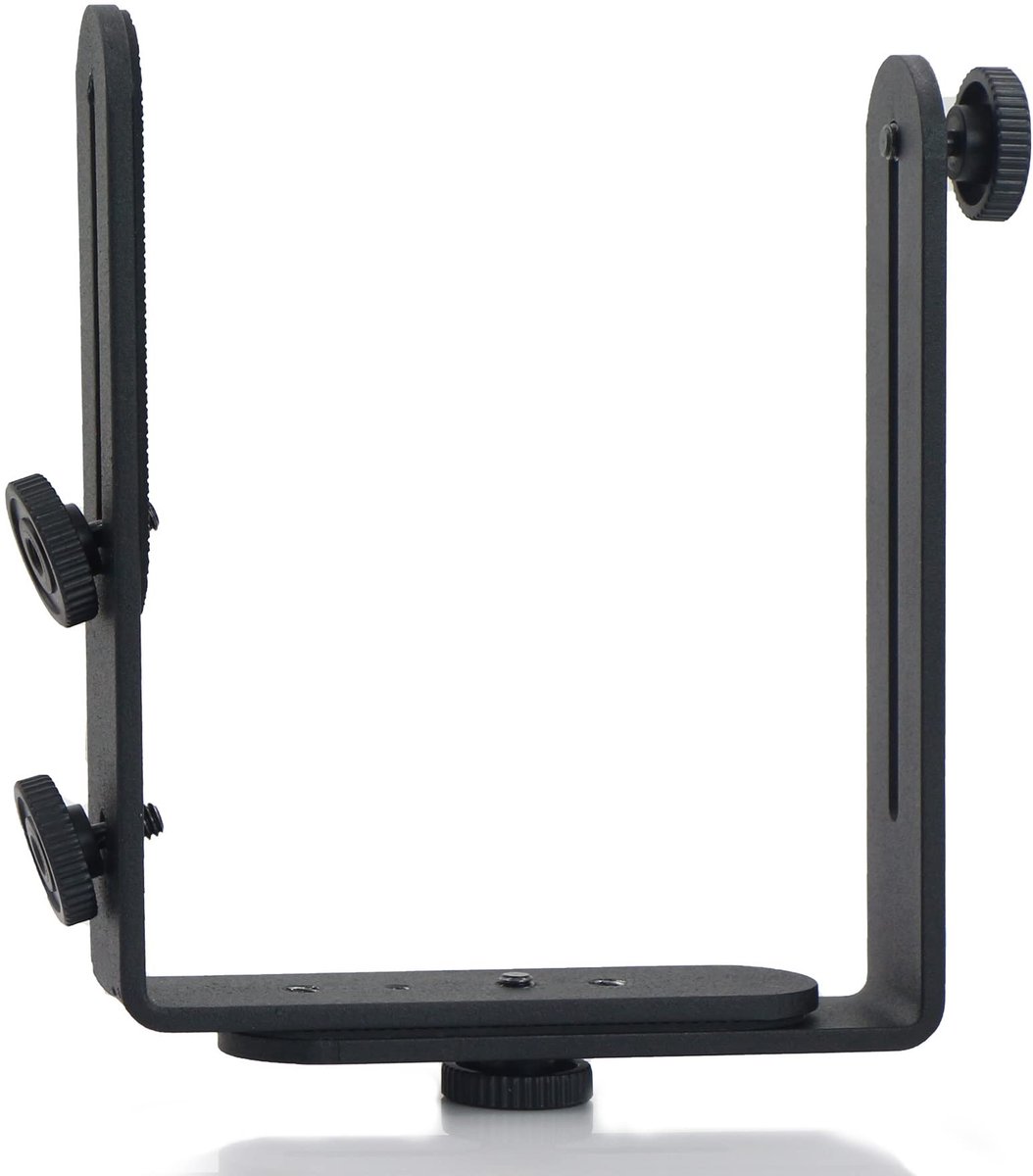Dailygoods- Houder - L-vormig - Dubbele Flitsschoenhouder - Metalen Beugel - Voor Camera's/Flitsers - Hoogwaardig Materiaal - Flitshouder