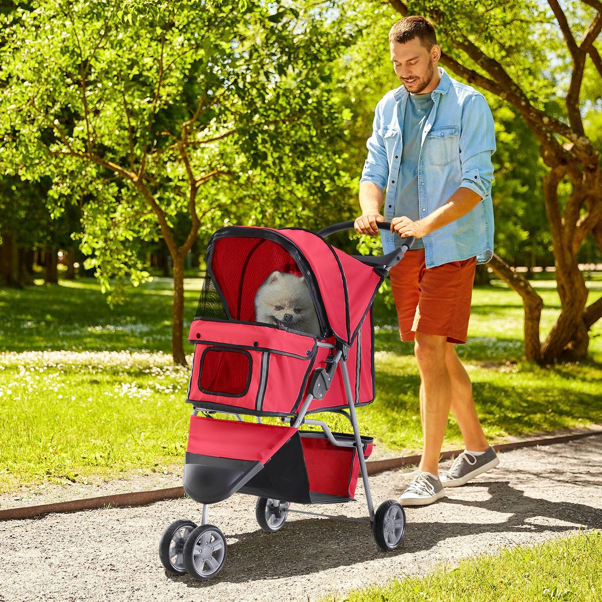 MODFU - Hondenbuggy - Opvouwbaar En Veilig - Voor Wandelingen - Polyester - Rood