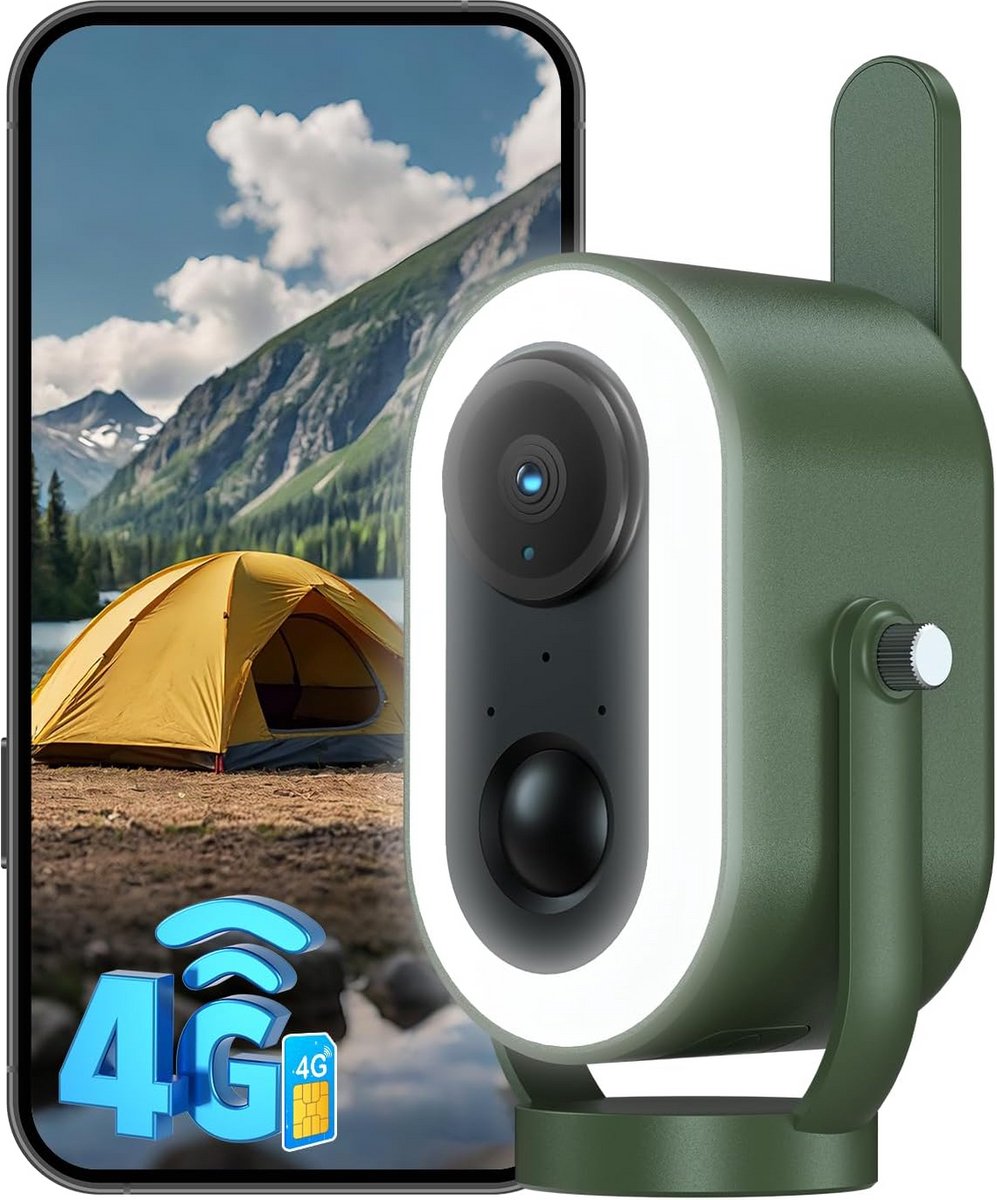 Wildcamera met Solar - Natuurcamera 4G - Dieren Observatie - Met SIM-kaart - 19x16x10 cm - Groen
