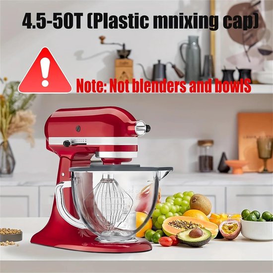 Komafdekking Mixer - Spatdeksel Mixer - Morsen Voorkomen - Geleidelijke Ingrediëntentoevoer - 10 x 10 x 10 cm - Transparant — afbeelding 2
