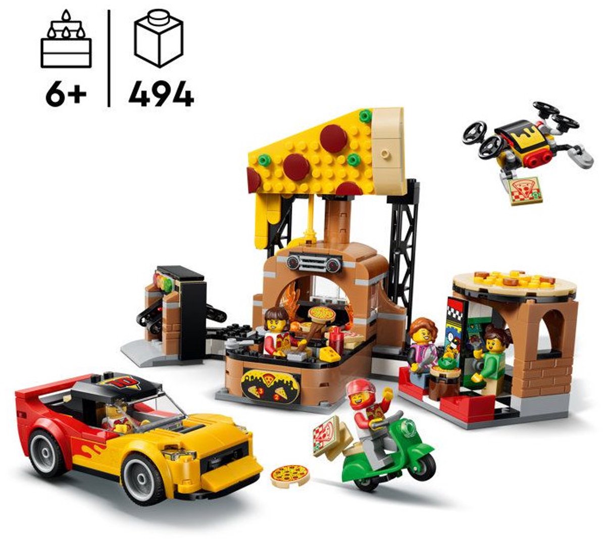 LEGO City Pizzacentrale met Voertuigen Pizza Speelgoed voor Kinderen 60496 — afbeelding 9