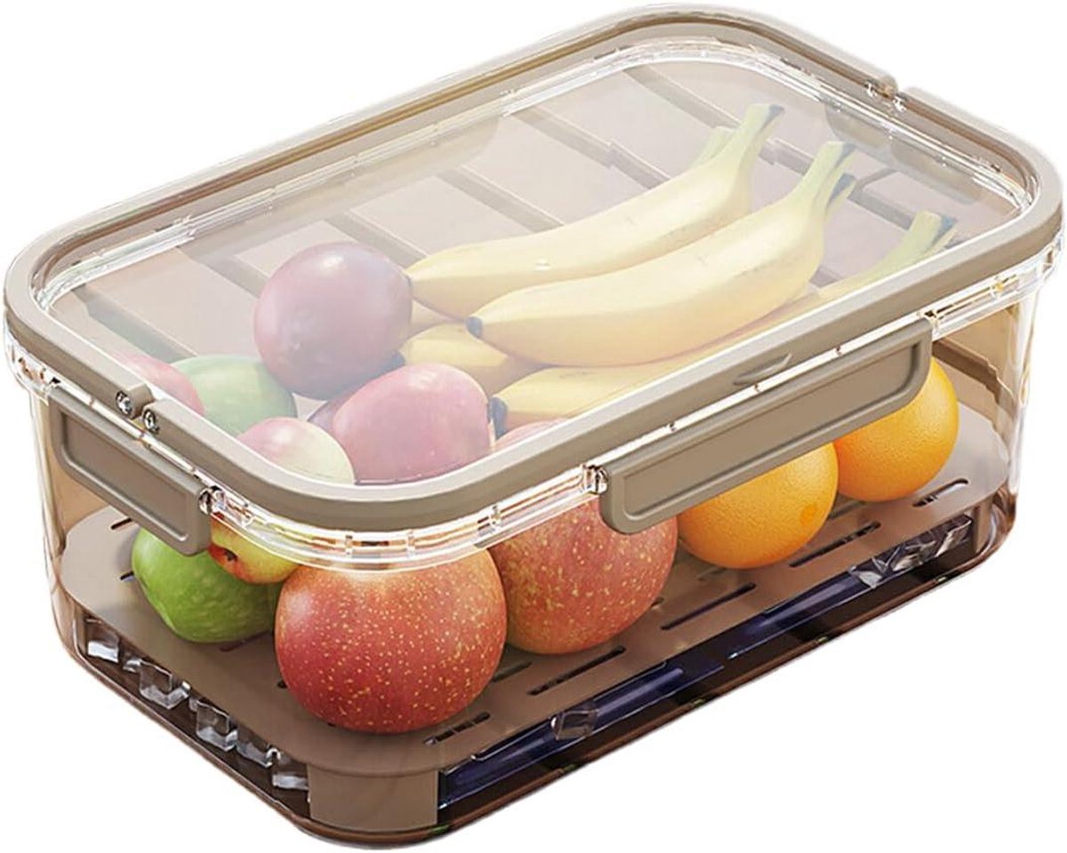 Koelkast Opbergdoos - Versheidsbewaarder Fruitbakje - Fruit Vers Houden - Transparant Zichtbaar Ontwerp - 600 Gram - Koffie