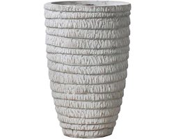 Bloempot Tuin - Plantenpot Ronde - Planten Binnen Buiten - Moderne Betonnen Afwerking - Grote Container - Houtskoolgrijs