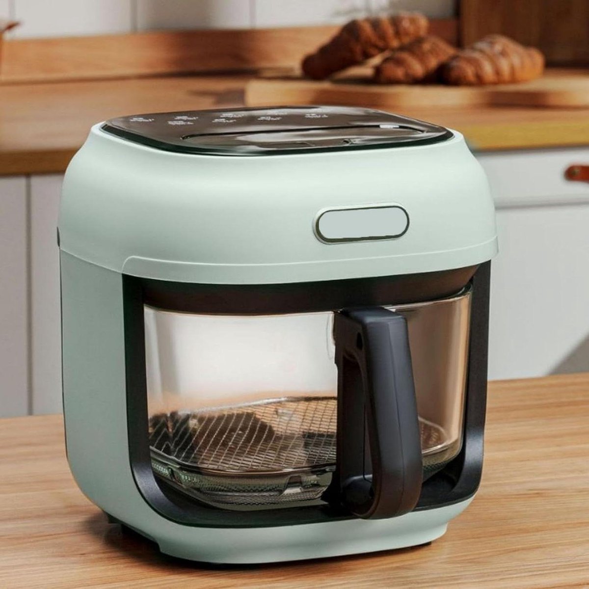 Verticale luchtfriteuse - Digitale oven - Gezond koken - Zichtbaar glas - 4 liter - Groen