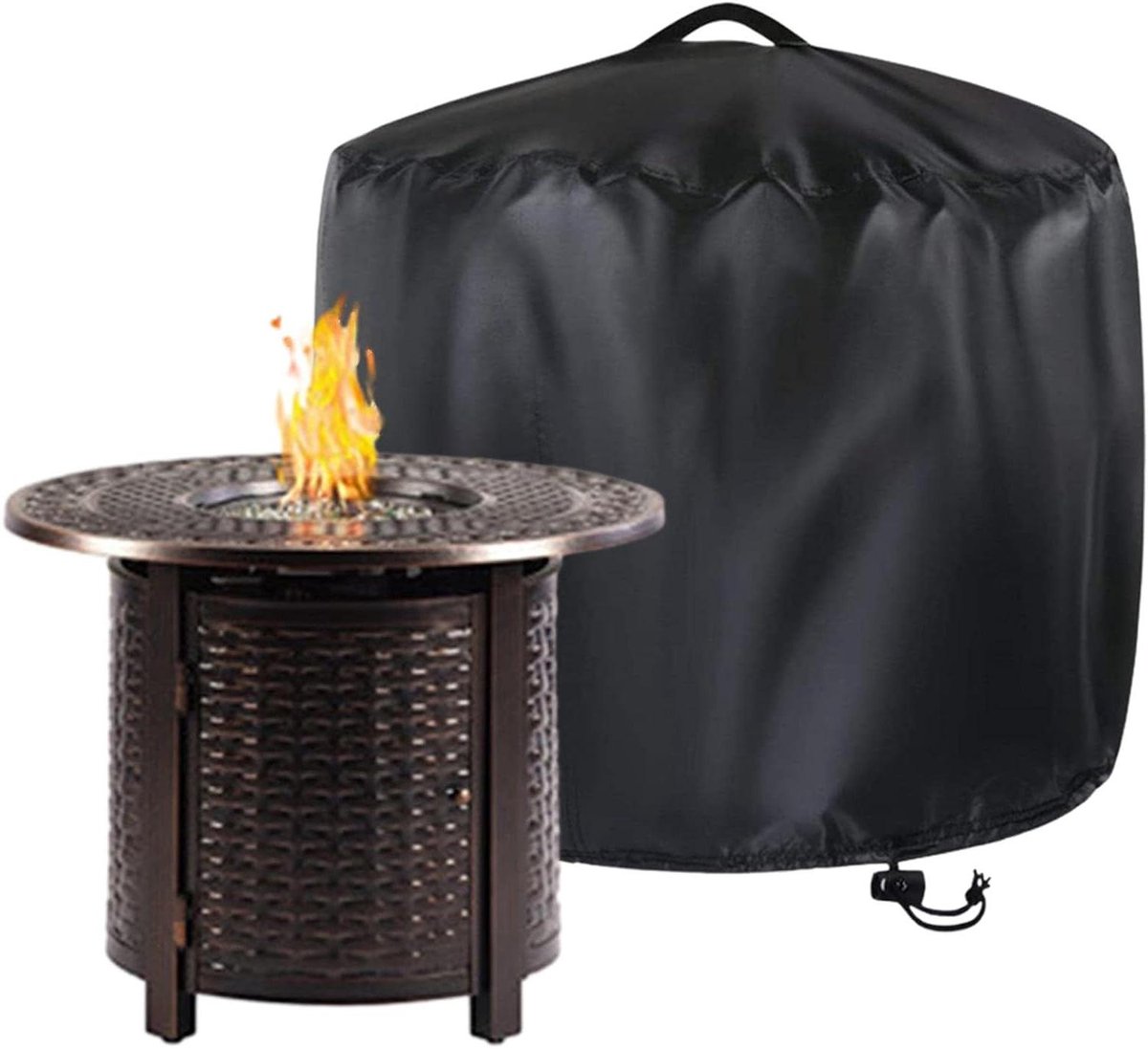 Vuurkorf Afdekking - Haard Cover - Terras Beschermen - Waterdicht Materiaal - 420D Stof - Zwart