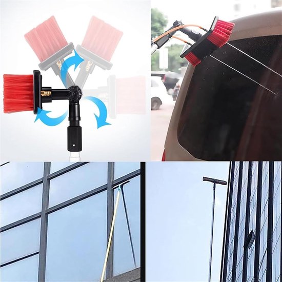 Telescopische Wasborstel - Reinigingsstok - Hoge Oppervlakken Reinigen - Flexibel Verstelbaar - Tot 12 Meter - Zilver — afbeelding 3