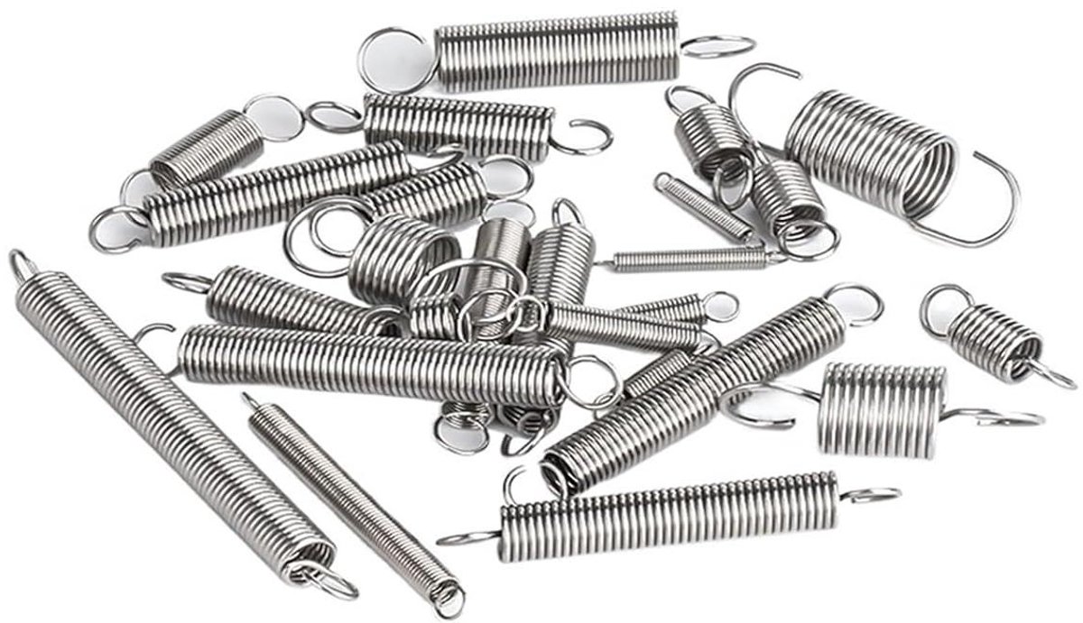 Trekveren met Haken - Spanveren Verlenging - Mechanische Toepassingen - Roestvrij Stalen Constructie - 100 mm - Zilverkleurig