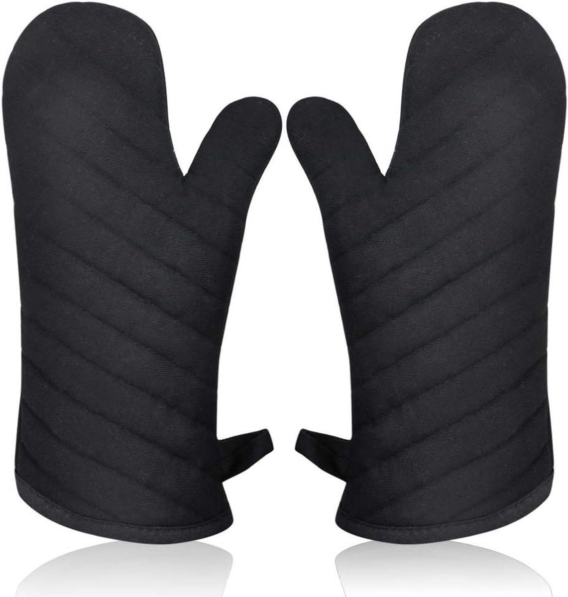 Dubbele Ovenhandschoenen - Keukenhandschoenen - Veilig Koken - Hittebestendig Ontwerp - 33 cm Lengte - Zwart