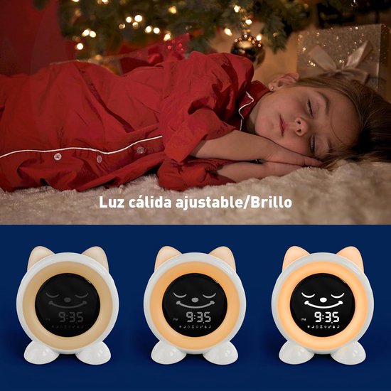 Kinder Wekker - Slaaptrainer Kinderen - Kind Leren Slapen - Emoji en Kleurindicatie - Standaard Maat - Wit van kinder — afbeelding 4