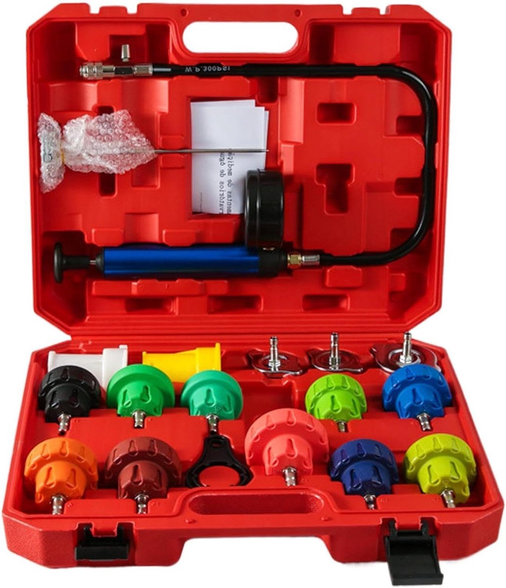 Radiatorlekkit Set - Koelvloeistof Tester - Voertuig Onderhoud - Robuuste Constructie - 18 Delig - Zilver
