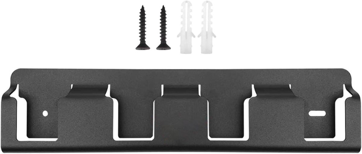 Batterij Organizer - Wandhouder Opslag - Gereedschap Accu's - Ruimtebesparend Ontwerp - 4 Vaks - Zwart