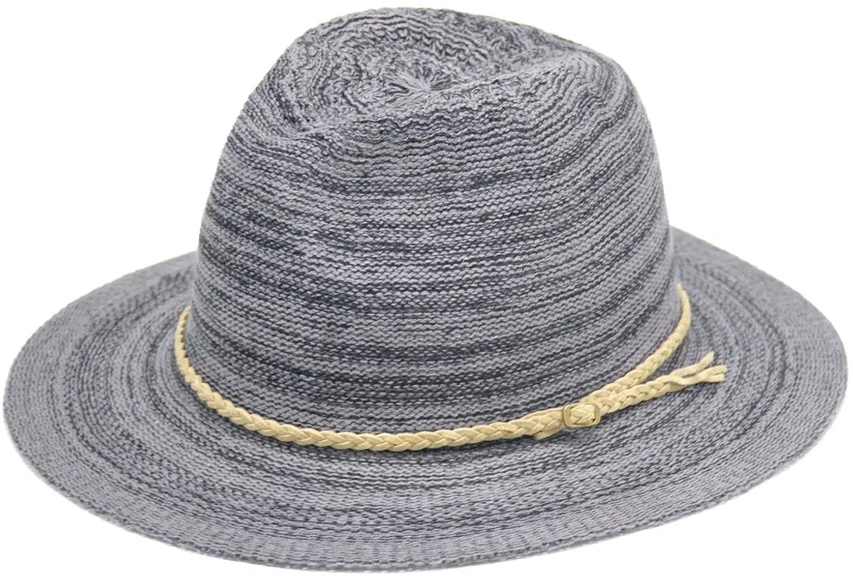 Fedora Hoed Dames & Heren - Olsen Zonnehoed met Touwdetail - UV Werend UPF50+ - Kreukbestendig - Maat: M-L: 57 cm - Blue/Black