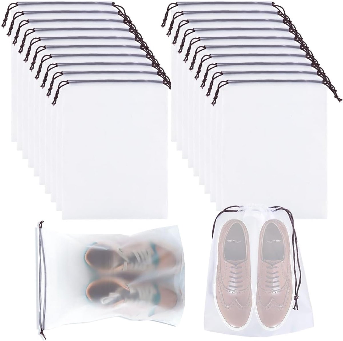 Schoenentas Met trekkoord - 20 stuks - Schoenen opbergtas - Stofdichte schoenentas - Stof- en vochtbestendig - Draagbaar ontwerp - Reisaccessoires - Geschikt voor thuis en reisopslag - 30*40 cm -Transparant