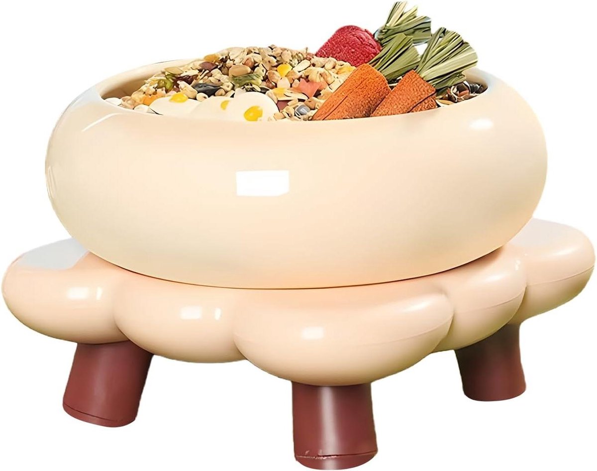 Voerbak Hamster - Voerbakje Dieren - Voeren en Baden - Keramisch Krasbestendig - 17x17x11.5cm - Wit