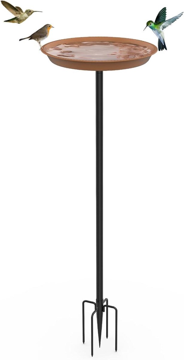 Vogelbad - Voederplaats buiten - Vogels voeden - Roestbestendig metaal - 30 x 90 cm - Bruin