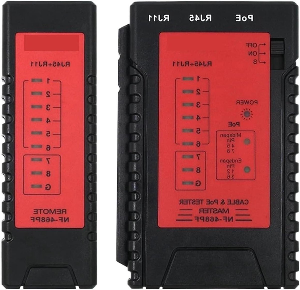 Netwerktester Poe-tester - Kabeltester Draadzoeker - Netwerk Analyse - Automatische Testfunctie - 145x110x35mm - Zwart