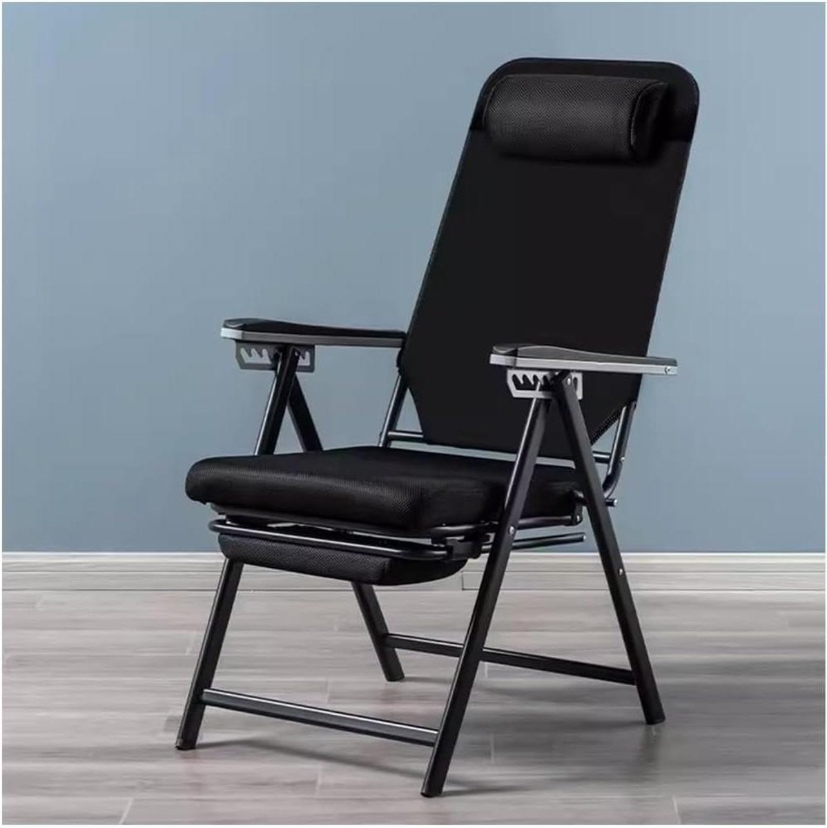 Opvouwbare lunchfauteuil gamingstoelen met voetsteun, bureaustoel fauteuil luxe kampstoel thuis bureaustoelen ergonomische stoel voor woonkamer, balkon (kleur: zwart A)