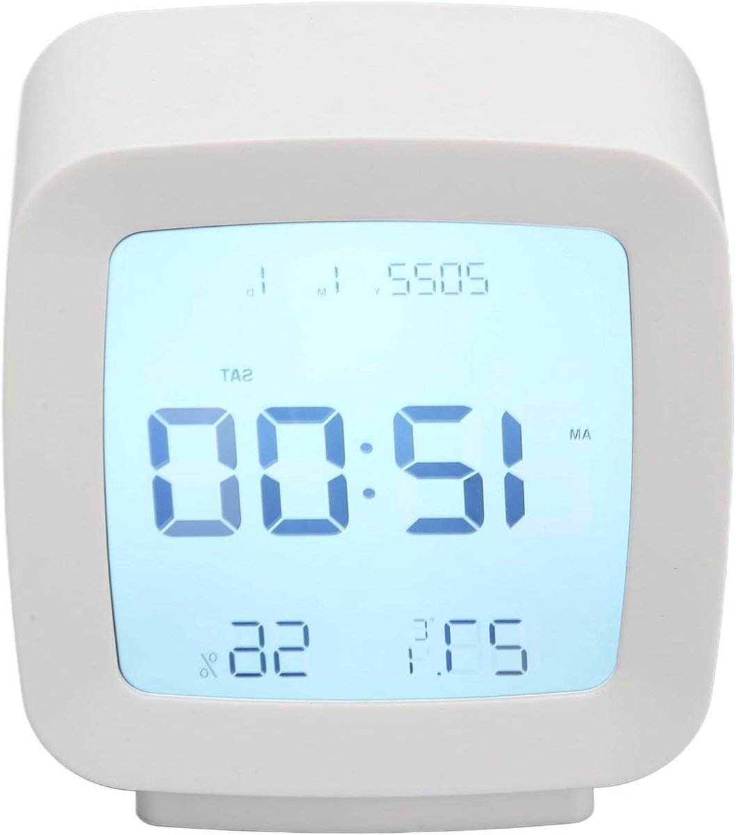 Digitale Kinderwekker - Multifunctionele Klok - Kamertemperatuur Monitoren - Groot Helder Scherm - 9 x 5 cm - Wit