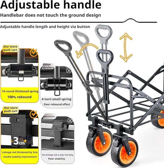 Grote bolderkar - Opvouwbare kar - Buitengebruik - All-terrain wielen - 150 liter - A — afbeelding 3