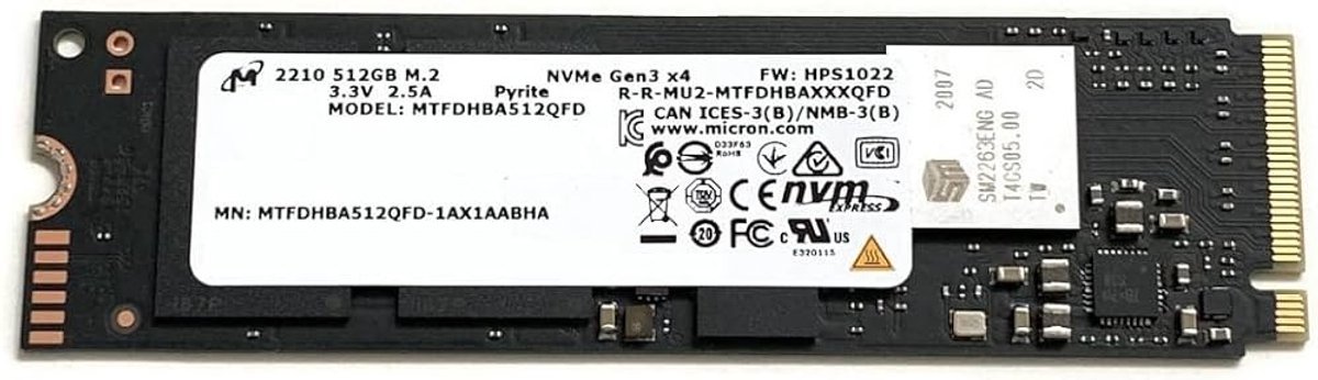 Micron 2210 Series MTFDHBA512QFD 512GB M.2 2280 NVMe PCIe Gen3 x4 SSD TLC NAND OEM Laptop Solid State Drive