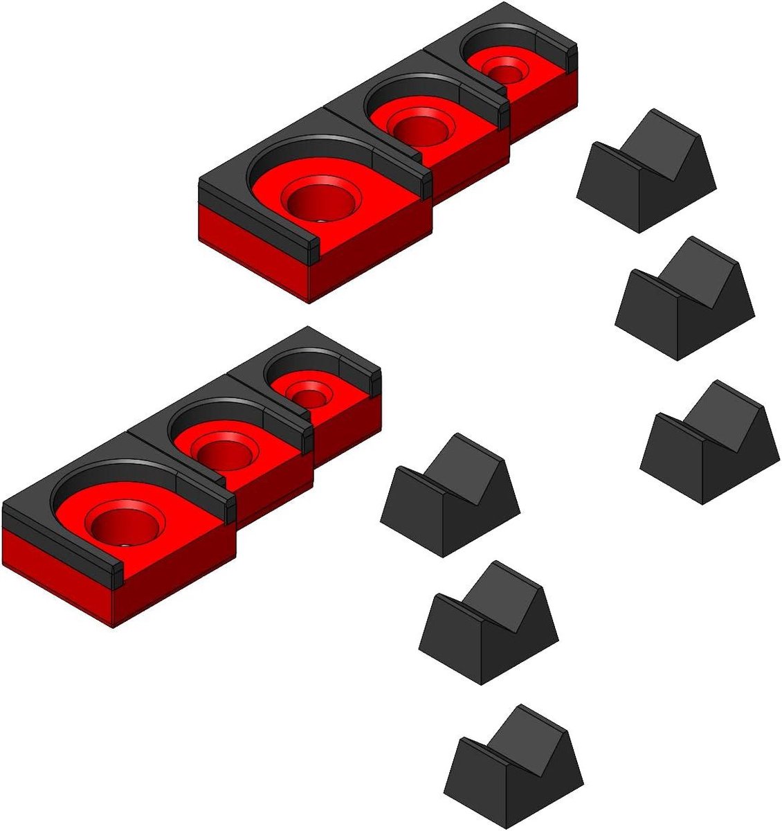 Ratchet Organizer Kit - Gereedschapsorganizer Set - Gereedschap Opbergen - Magnetisch Verbinding Systeem - 2 Stuks - Rood/Zwart