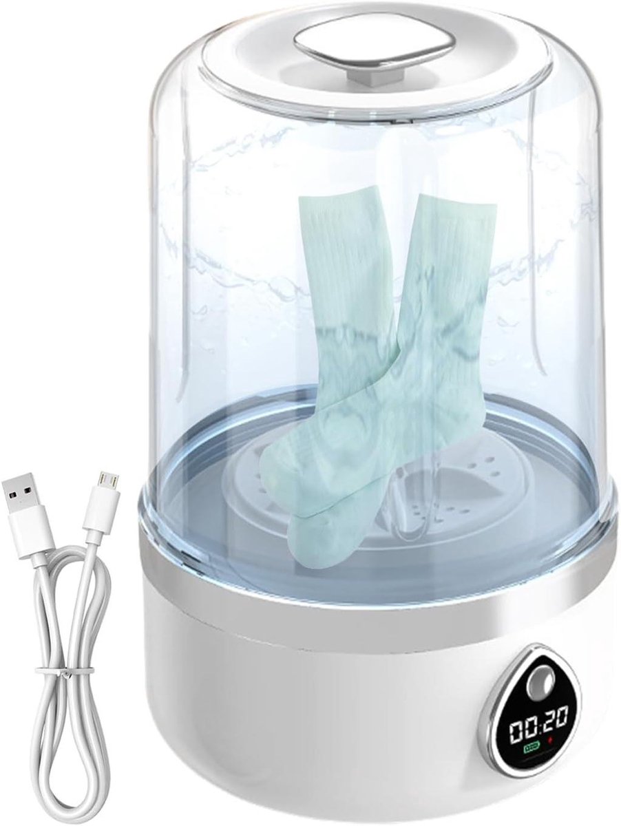 Compacte Wasmachine Mini Wasmachine Kleding Reinigen USB Aangedreven 14 x 14 x 14 cm Wit