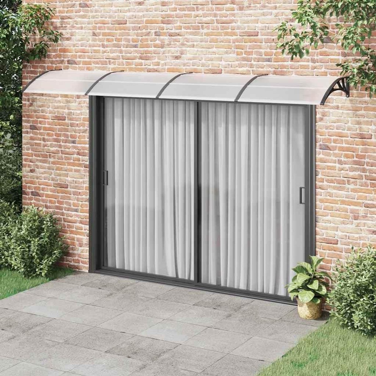 Deurluifel Polycarbonaat - Deurdak Oprit - Entree Beschermen - Lichtdoorlatende Platen - 400 x 100 cm - Zwart
