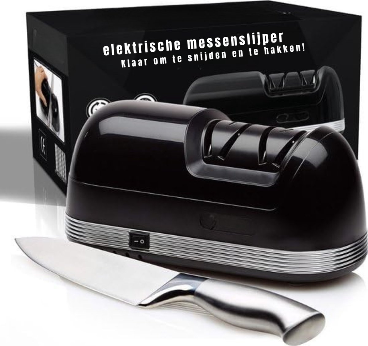 AHD® Elektrische messenslijper - Messenslijper - Messenslijpers - Messenslijper elektrisch - Zwart - 21cm x 13cm x 13cm