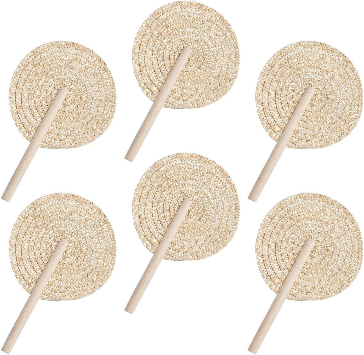 Raffia Waaiers - 6 Stuks Handgeweven Handgemaakte Palm Waaiers,Boheemse Verkoelende Accessoires Huisdecoratie Trouwgeschenken Voor Bruiloftsgasten