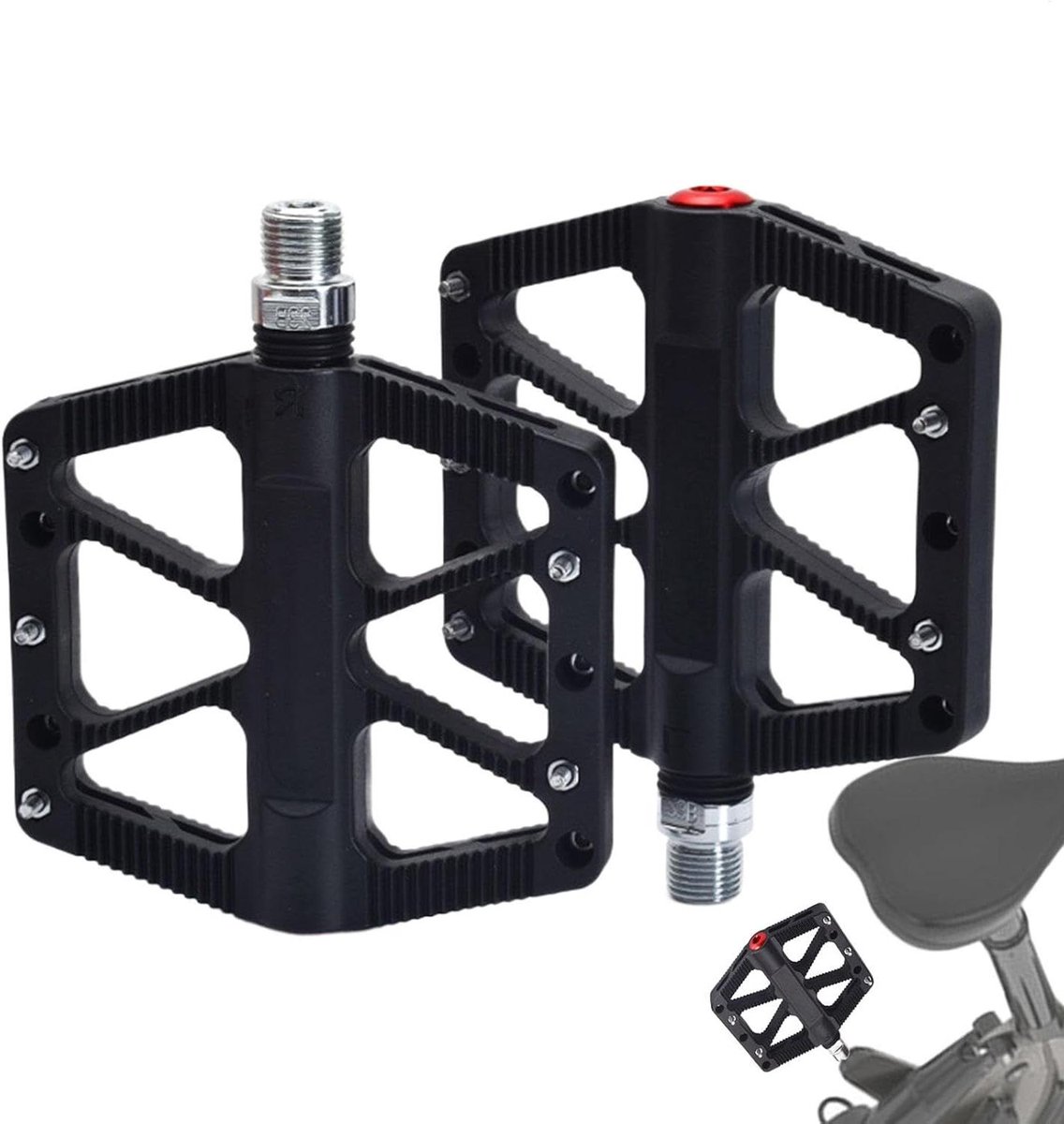 Fiets Pedalen - Platte Pedalen - Fietsen Verbeteren - Robuuste Aluminium As - 362g Paar - Zwart