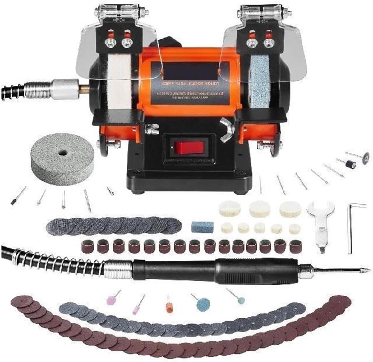 Sieraden polijstmachine - Mini tafelslijpmachine - Edelstenen bewerken - Borstelloze motor - 3 polijstschijven - One Color