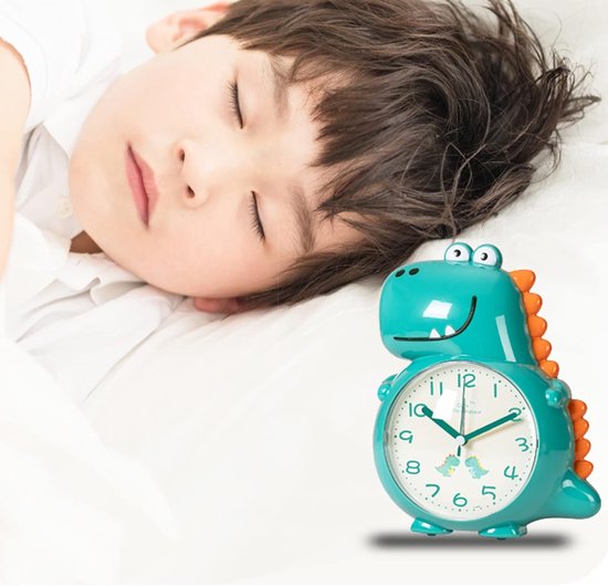 Dinosaurus Kinderwekker - Slaaptrainer Tafelklok - Goede Slaapgewoontes - Stille Non-Tikkende Klok - Compact Formaat - Rood — afbeelding 4