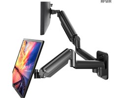 Dubbele Monitor Arm - Wandmontage - Ergonomisch Werken - Gasveer Verstelbaar - 17-32 inch - Zwart