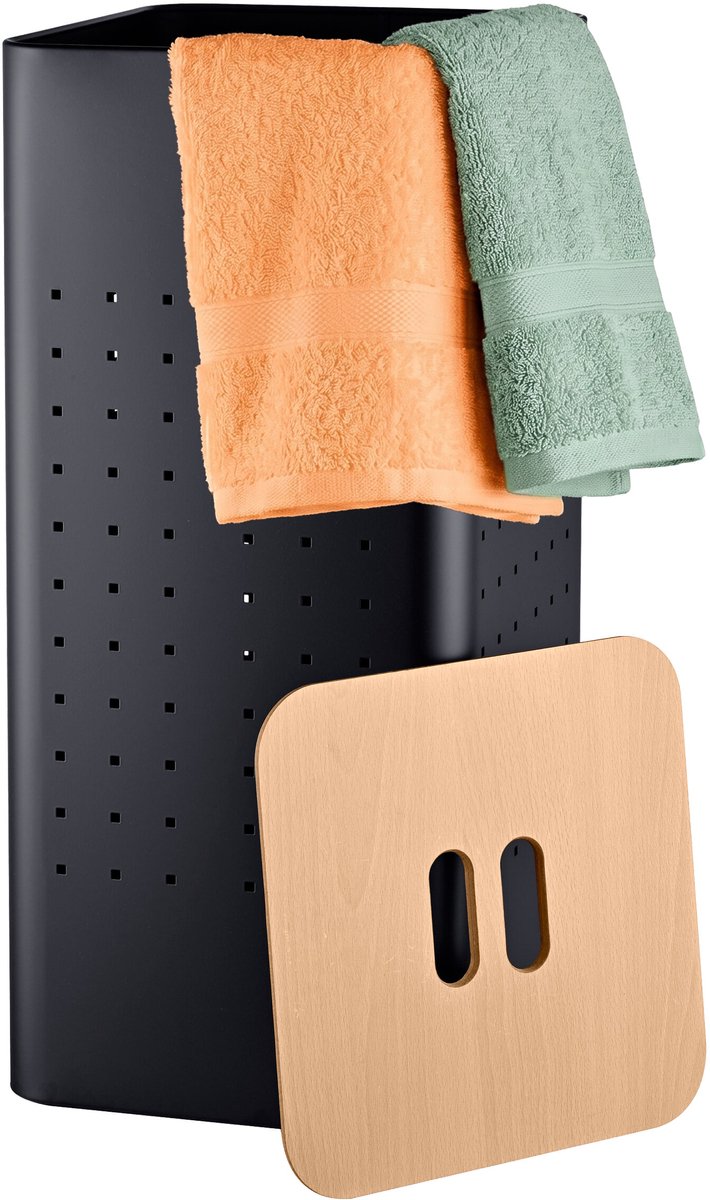 Wasmand - 70 l - met gaatjes - zwart-naturel