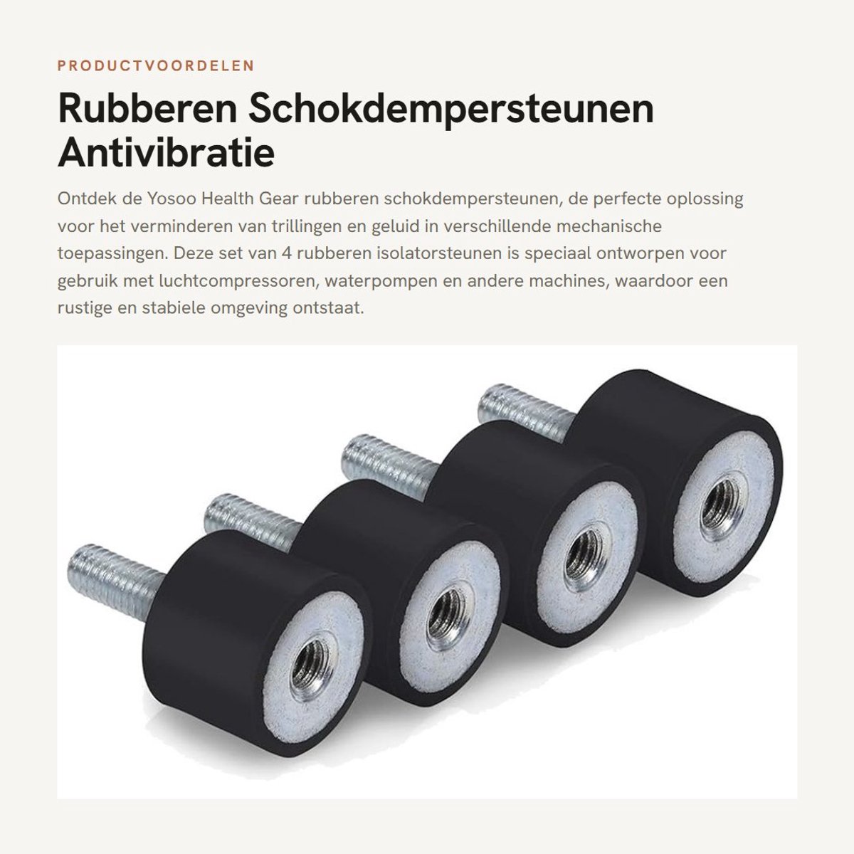 Dailygoods- Schokdempersteunen set van 4 - Rubber/Antivibratie - M6/M8 - Isolatorsteunen - Dempingselementen - Zwart/Zilver - Vibratie-isolator