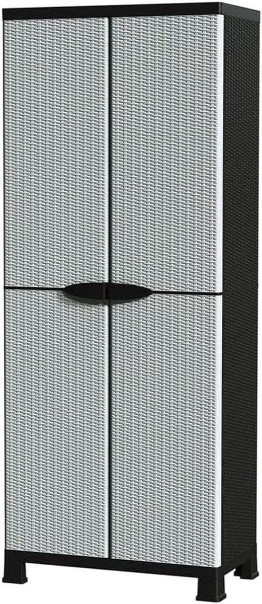 Opbergkast Plastic - Grijze Kast - Huis Organiseren - 4 Verstelbare Planken - 68 x 39 x 171.5 cm - Grijs