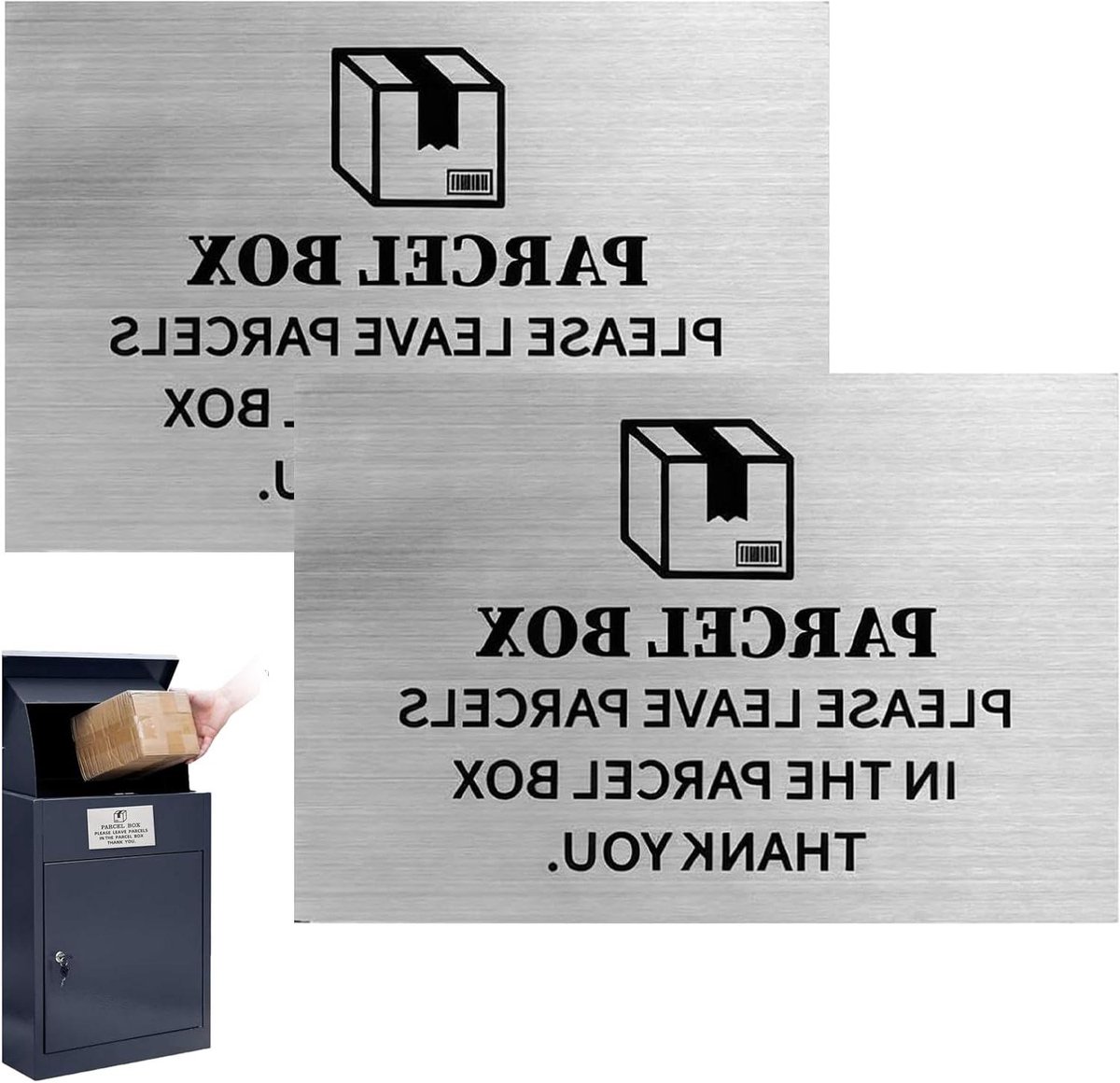 Pakket Doos Bord - Brievenbus Sticker - Levering Aangeven - Zelfklevend Aluminium - 10x15 cm - Zilver